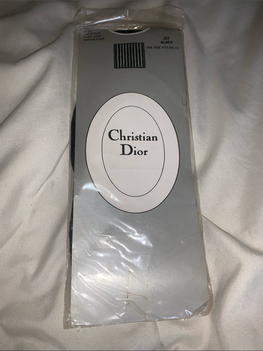 Dior Black Textured Knee-High Hosiery 8.5-11